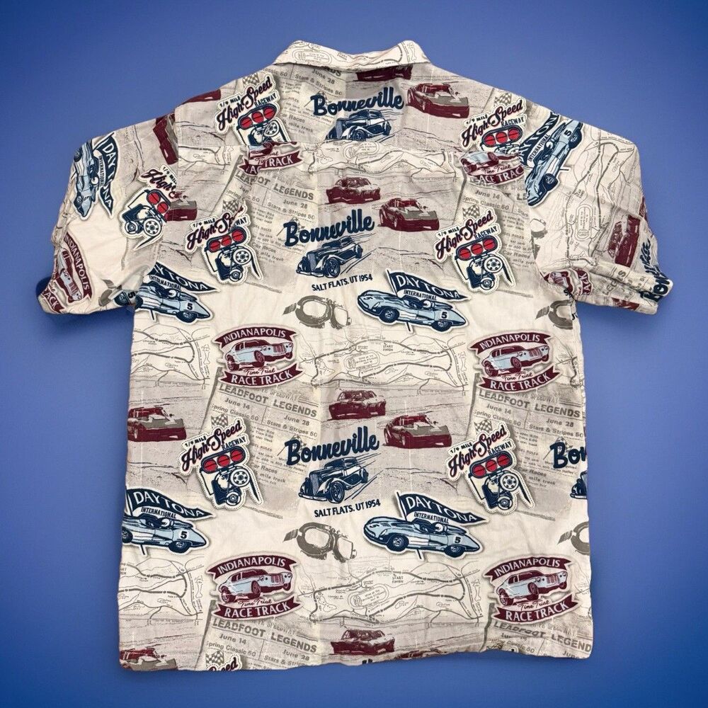 NEWPORT BLUE Men Size XL GM Racing Button Up Casual Shirt American Tradition GUC - Picture 7 of 10